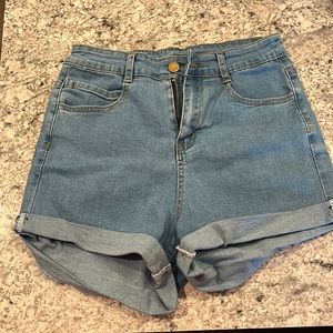 High waisted jean shorts